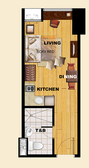 Studio Unit - Typical Floor Plan 22.5 - 24 sqm unit