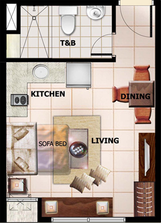 Studio Unit - Typical Floor Plan 28.06 - 31.53 sqm unit